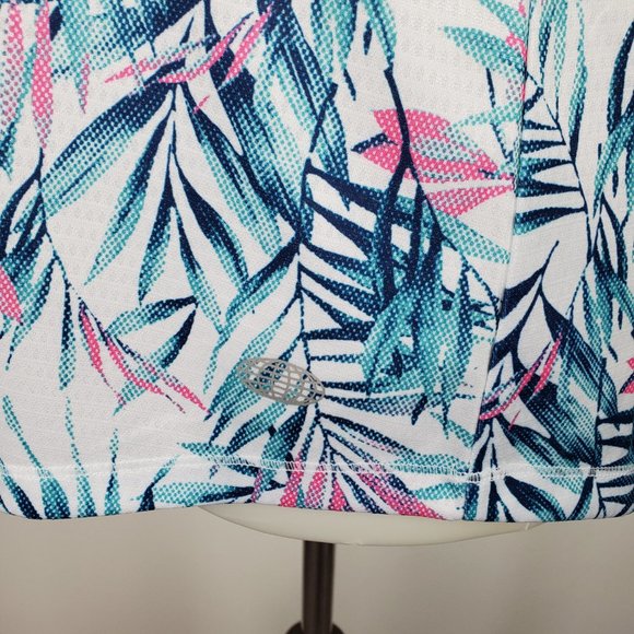 Reel Legends V-Neck Palm Leaf Pattern Short Sleeve Fishing Top, Size S - Picture 5 of 11